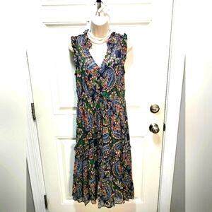 By Anthropologie Paisley V-Neck Maxi Dress Size 8.